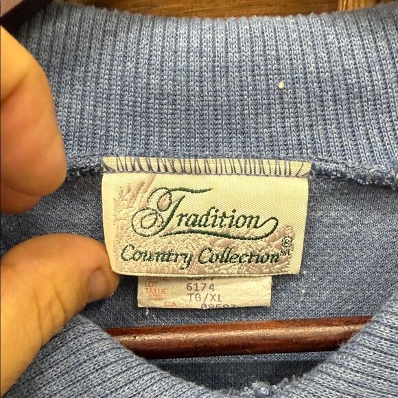 Vintage Tradition Country Collection Blue Floral print Sweater Sz XL - Picture 3 of 5